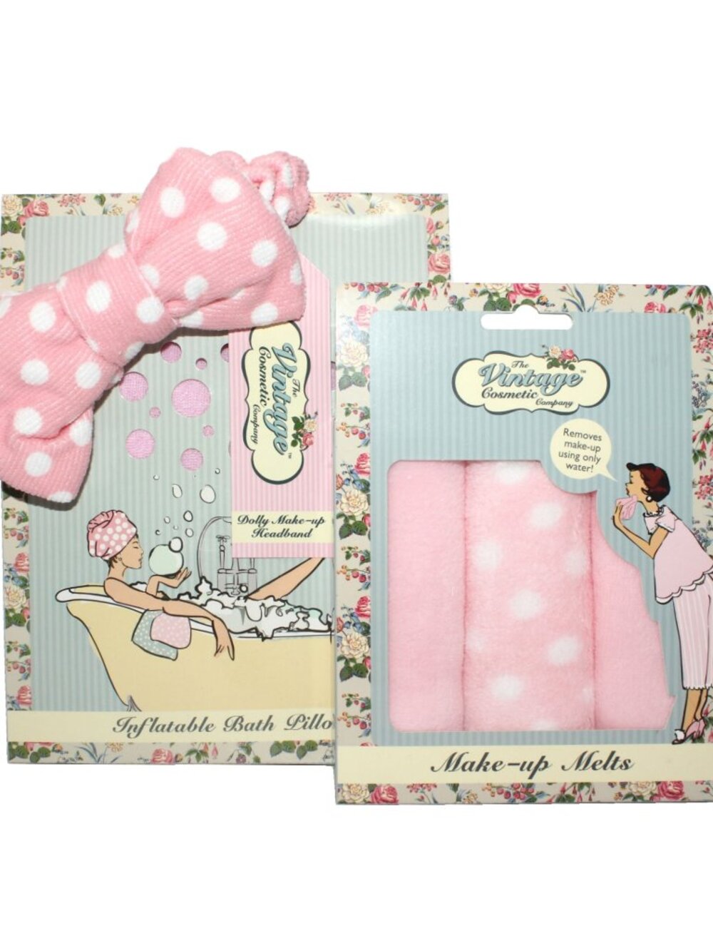 The Vintage Cosmetic Company Bath Pillow, Makeup Removers & Makeup Headband Set
